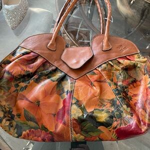 Patricia Nash Multicolor Floral Leather Satchel